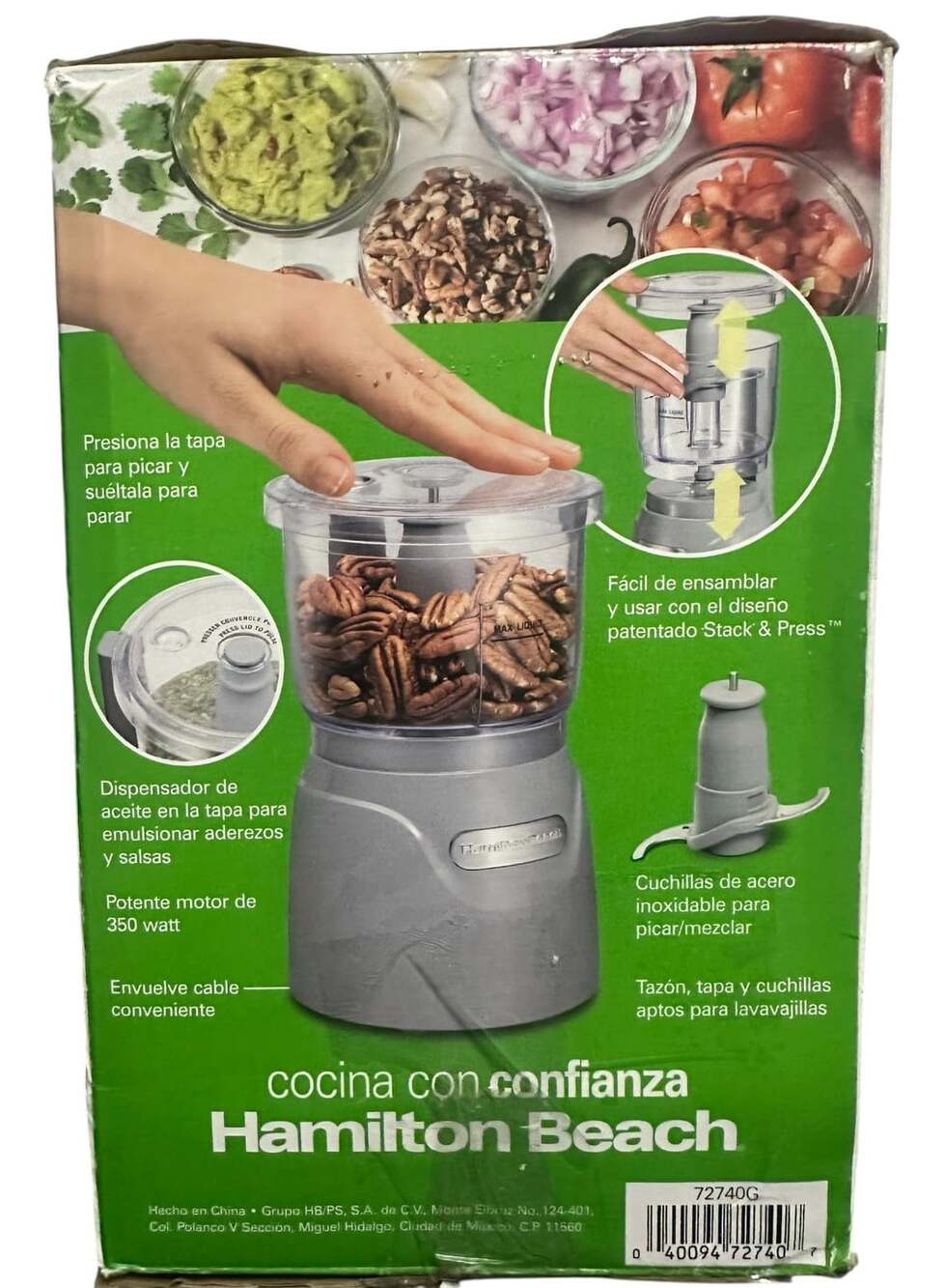 Hamilton Beach Stack & Press Food Chopper 72740G Gray